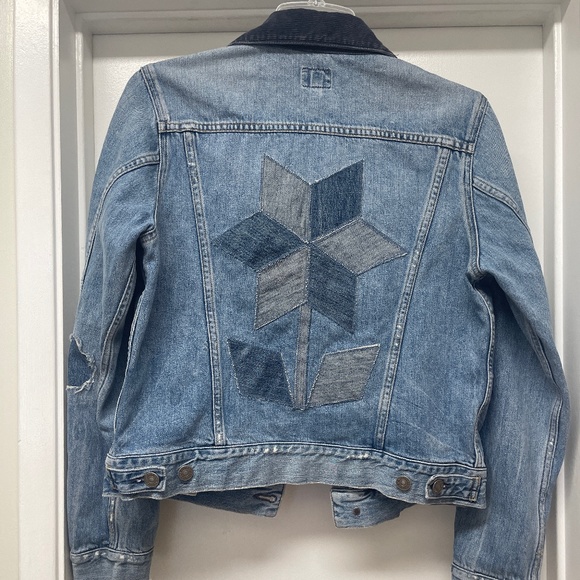 Citizens of Humanity Nica Slim Patchwork Distressed Jean Denim Jacket - Picture 10 of 13